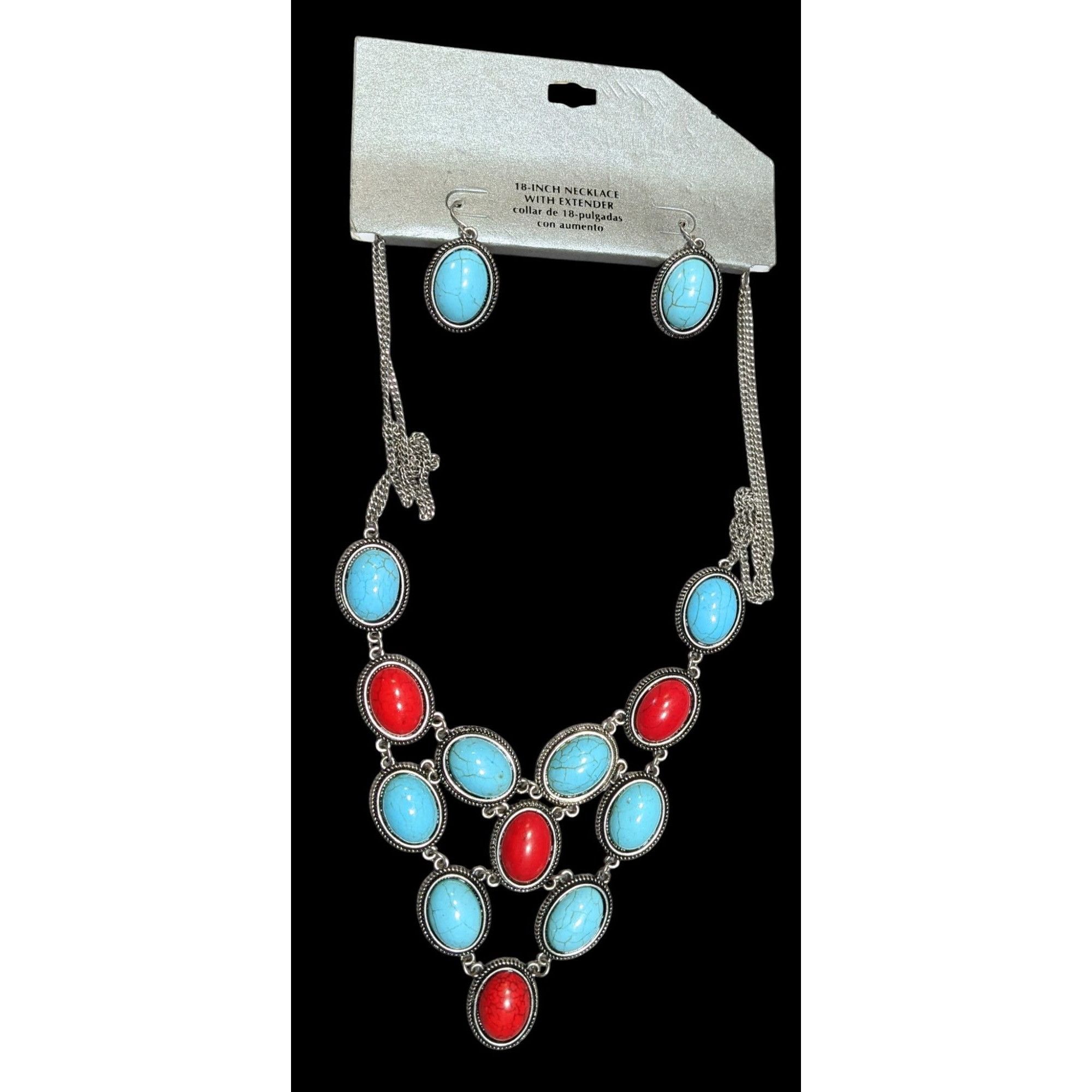 Other Southwestern Red And Faux Turquoise Cabochon Statement Neckl Size ONE SIZE - 1 Thumbnail