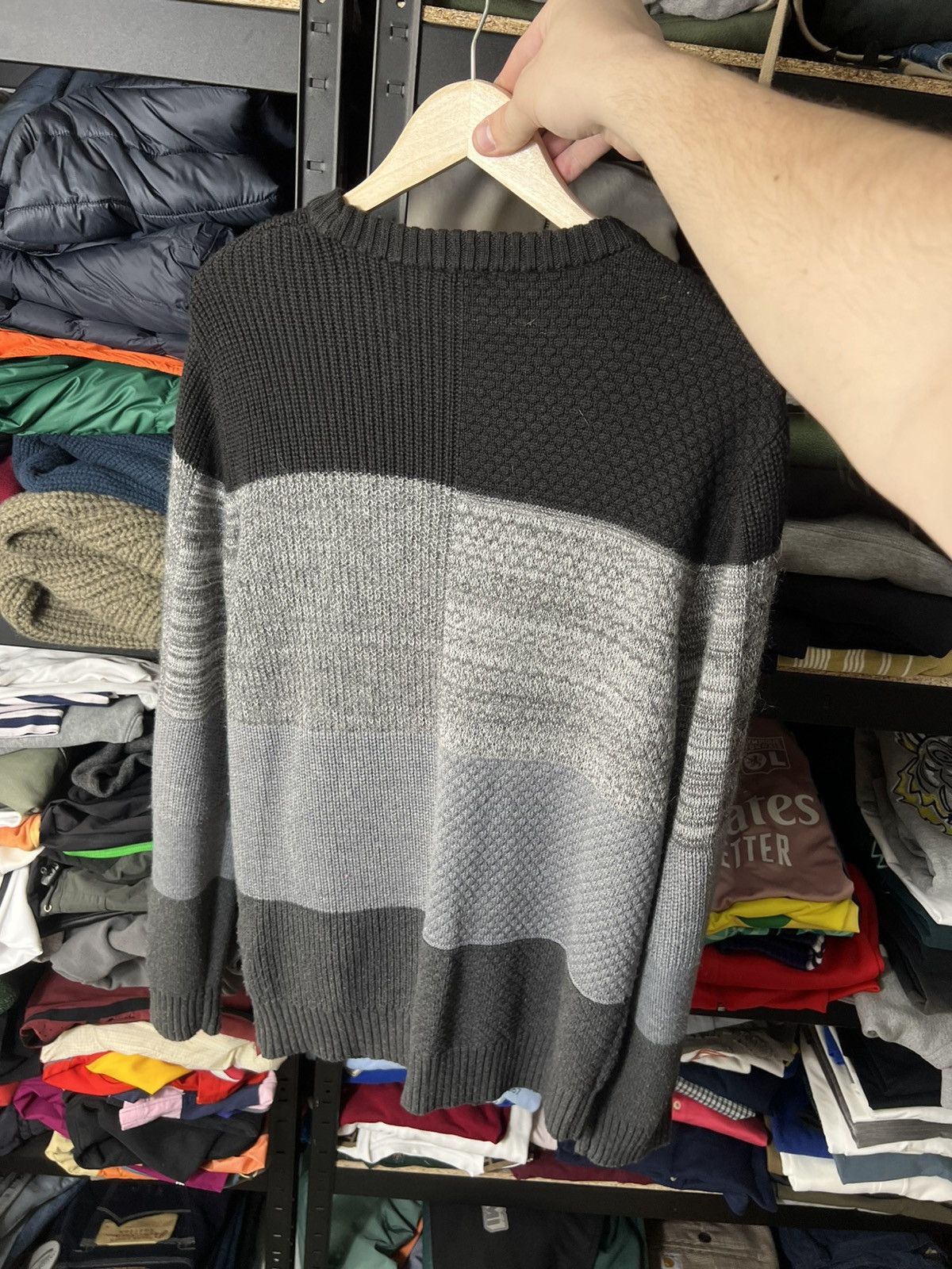 Diesel Diesel Knit Sweater Patchwork Grey Black Wool Mohair Size L Size US L / EU 52-54 / 3 - 10 Thumbnail