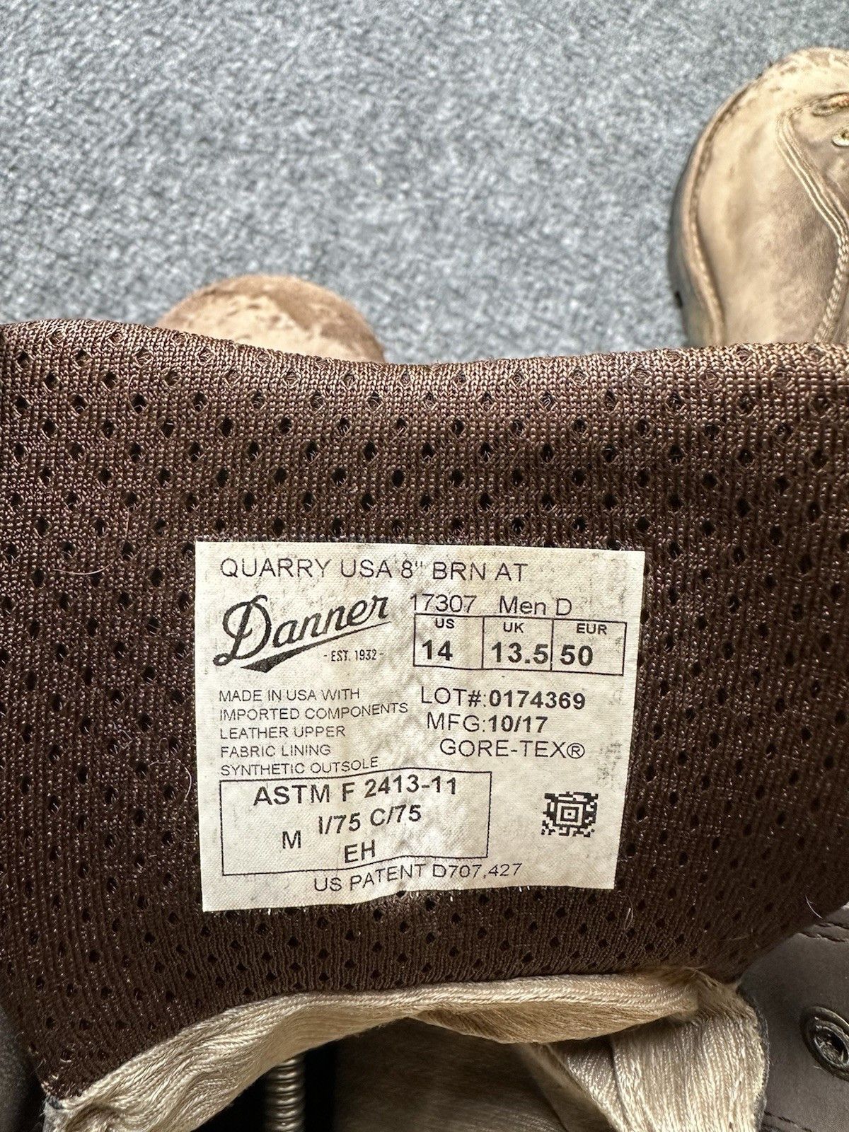 Danner Mens Work Boots Danner Quarry USA 8” Gore-Tex, Size US 14 Size US 14 / EU 47 - 8 Thumbnail