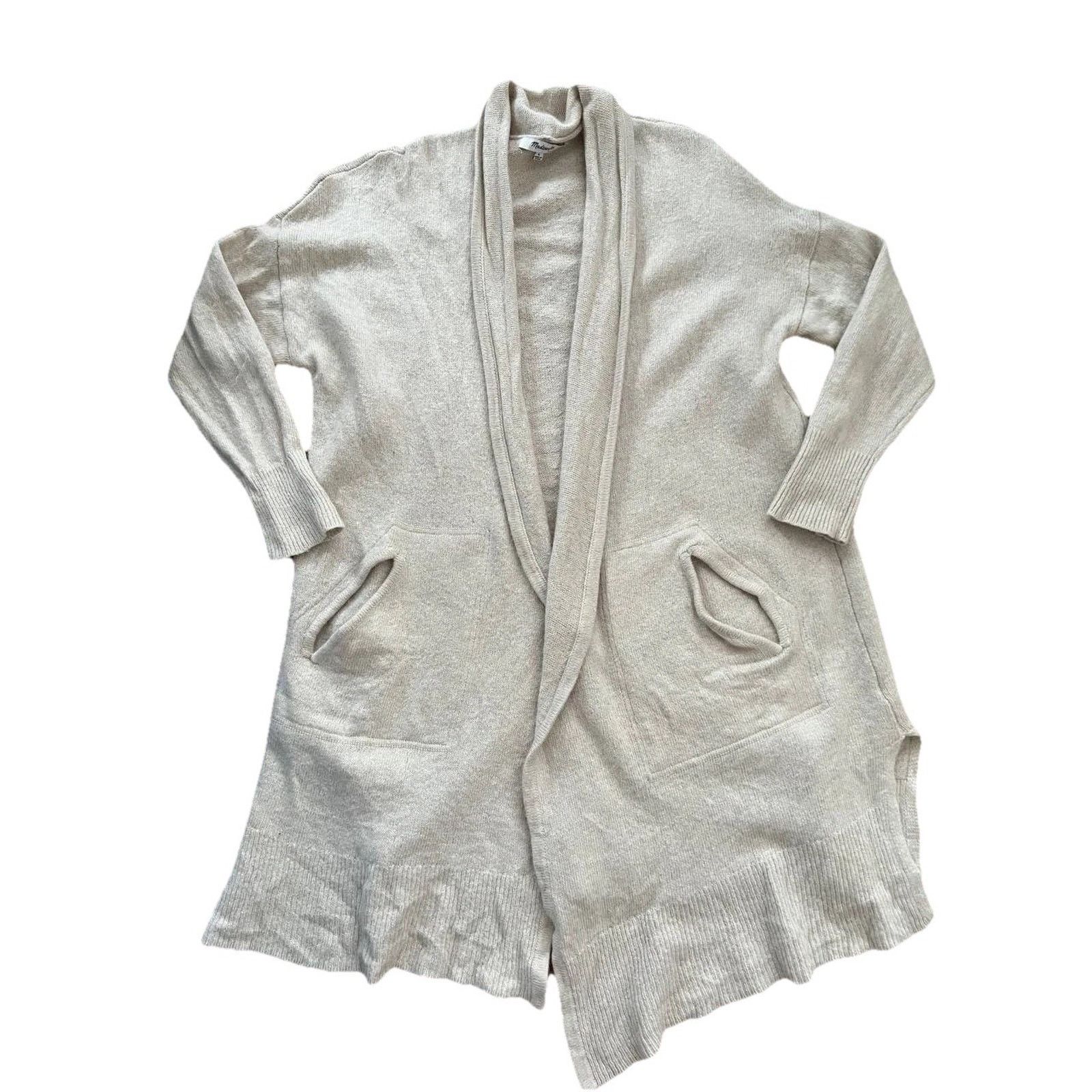 Madewell MADEWELL Open Front Brushed Rib Cream Large A001722 Size L / US 10 / IT 46 - 2 Thumbnail