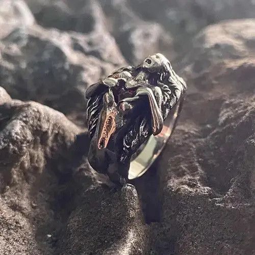 Jewelry × Vintage Demon Girl Ring Heart Devil Goth Punk Rock Jewelry Chrome Size ONE SIZE - 3 Thumbnail