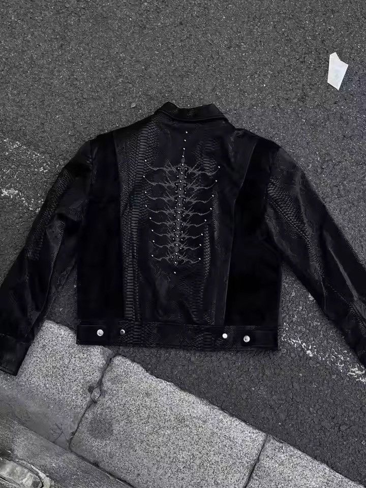 Japanese Brand Texture PU Leather Gothic Jacket – Embossed Snake Motif Size US L / EU 52-54 / 3 - 7 Thumbnail