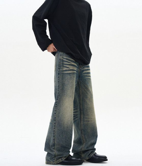 Japanese Brand American street retro whiskered loose straight leg jeans Size US 32 / EU 48 - 3 Thumbnail