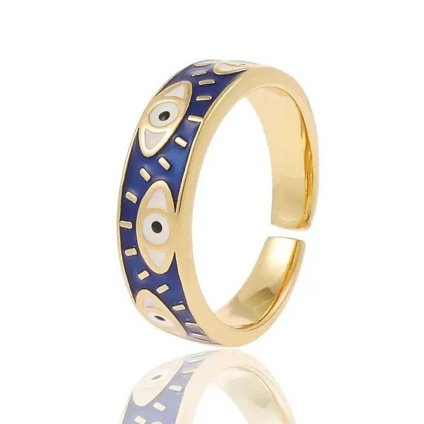 VIBE Creative Handmade Evil Blue Eyes Enamel Ring Size ONE SIZE - 3 Thumbnail