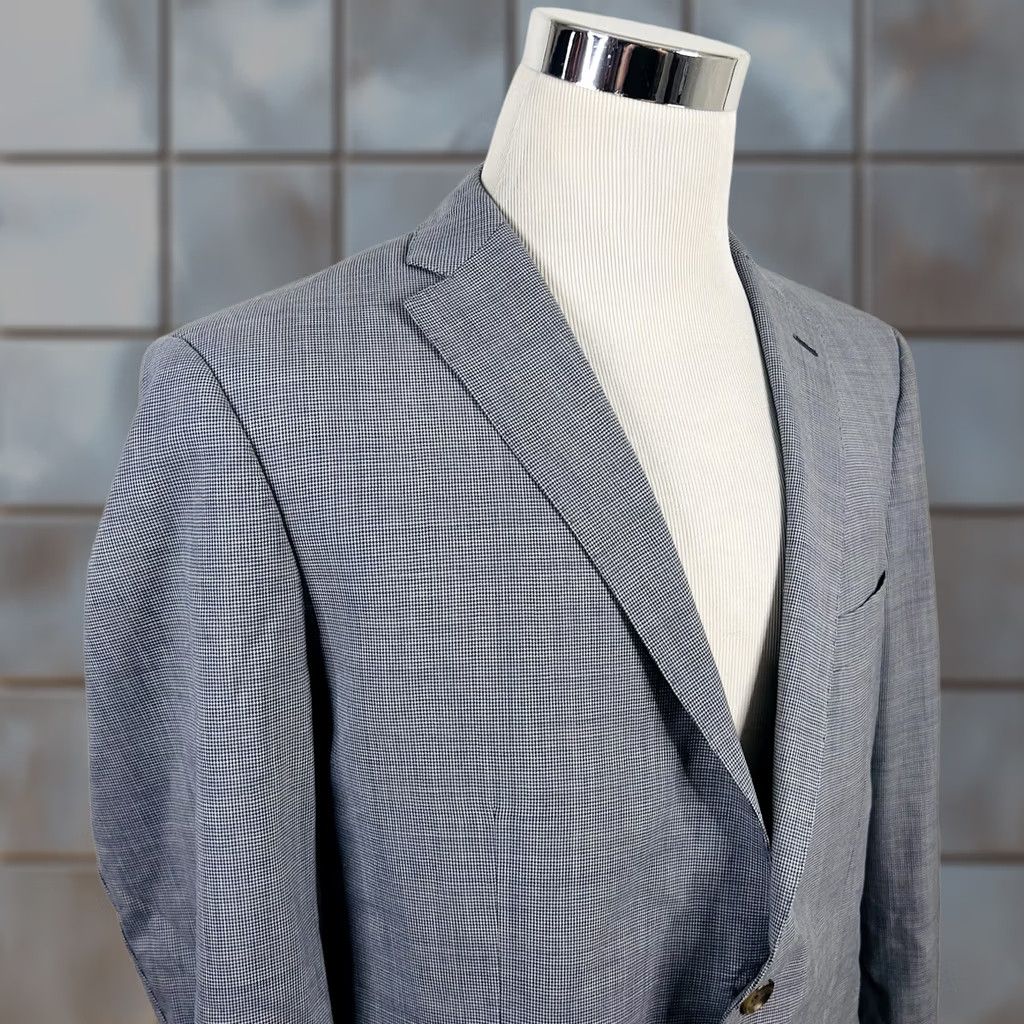 Vintage Indochino Sport Coat 42R Blue Houndstooth Wool Two Button Vented Size US XS / EU 42 / 0 - 1 Thumbnail