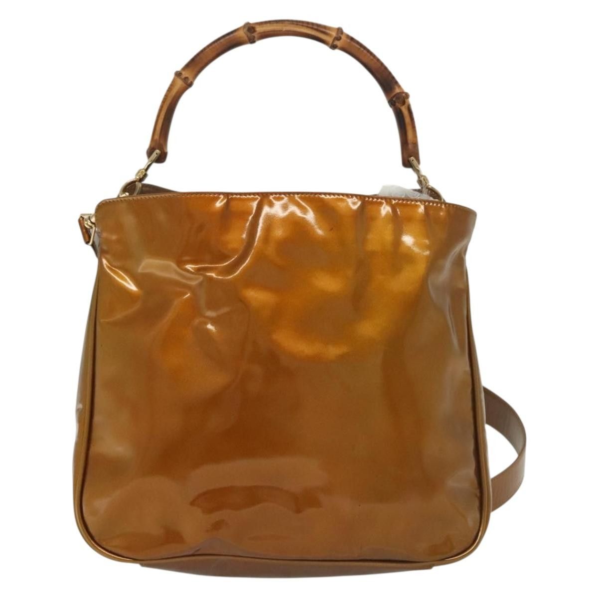 Gucci GUCCI Bamboo Hand Bag Patent Leather Gold 001 1705 001 1705 Size ONE SIZE - 3 Thumbnail