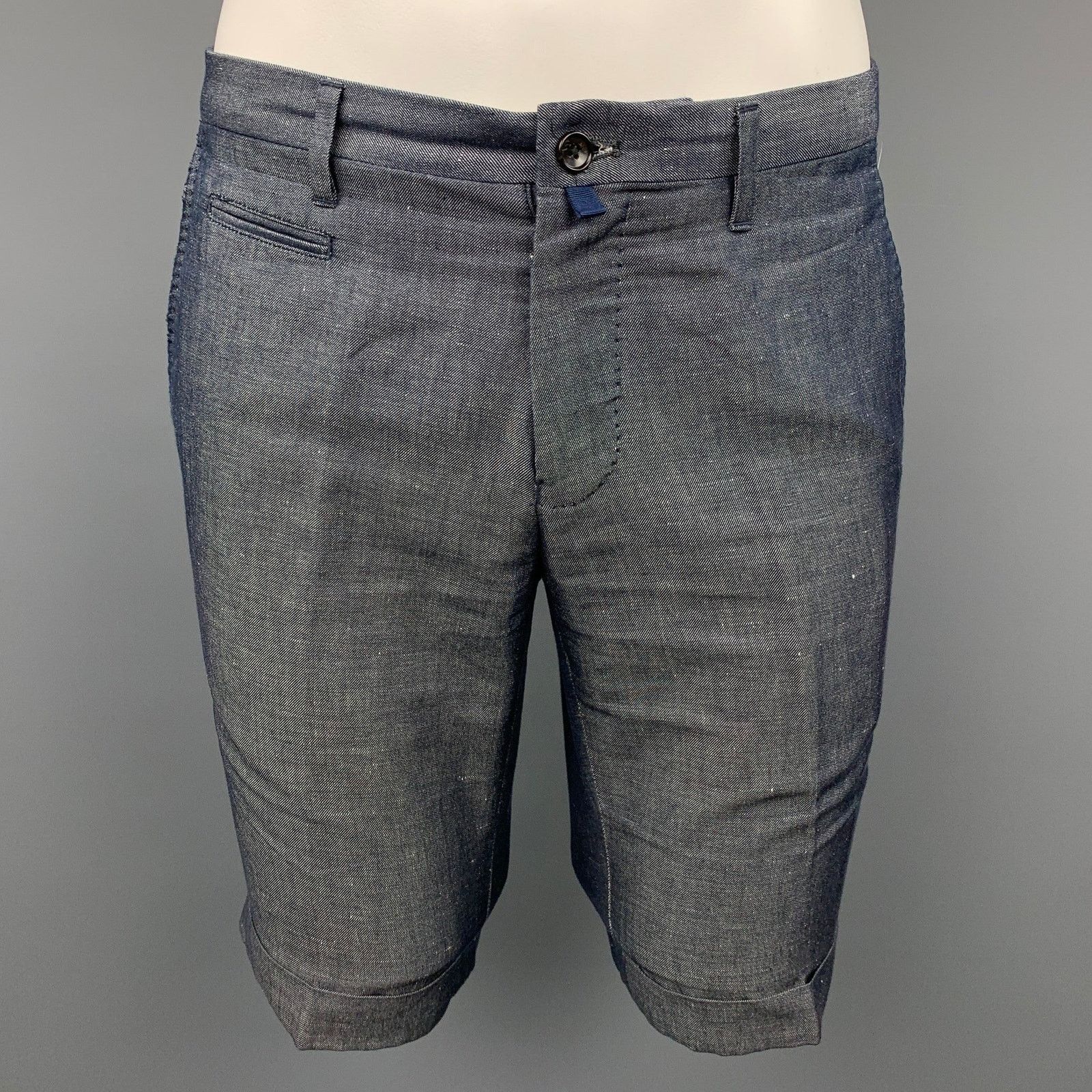 THE SUIT COMPANY M Grey Linen / Cotton Angelico Shorts