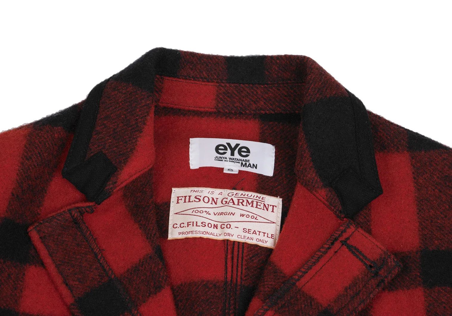 Junya Watanabe Red and Black Gingham Check Leather Elbow Patch Jacket Size US S / EU 44-46 / 1 - 3 Thumbnail
