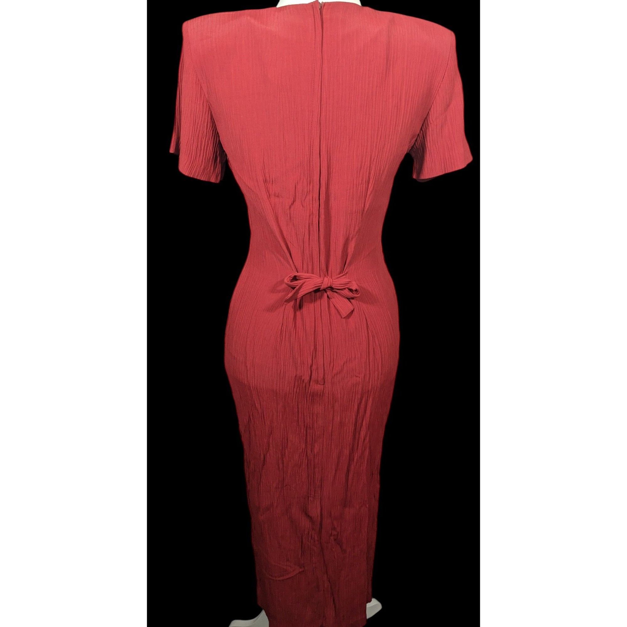 Other Vintage Marnie West Red Formal Split Front Midi Dress Size M / US 6-8 / IT 42-44 - 2 Thumbnail
