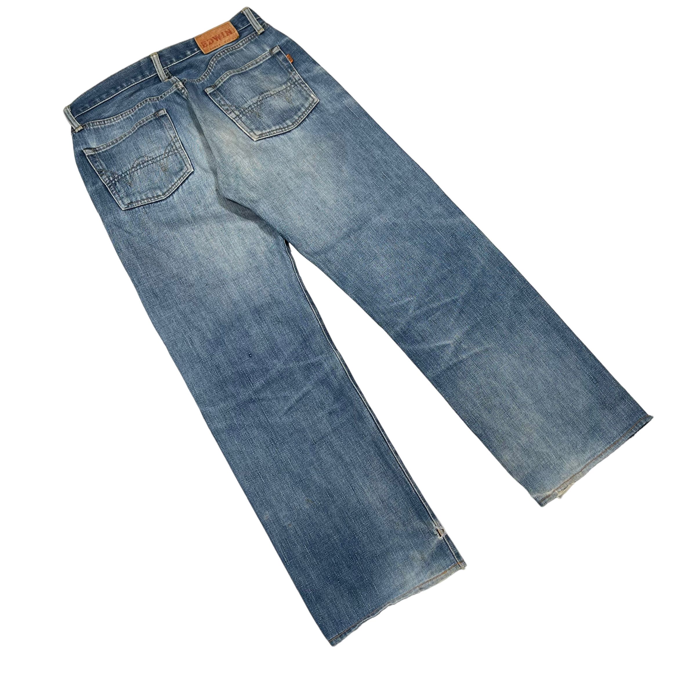 Edwin × Vintage Vintage 1980s Edwin 505 Selvedge Washed Distressed Jeans Size US 30 / EU 46 - 4 Thumbnail