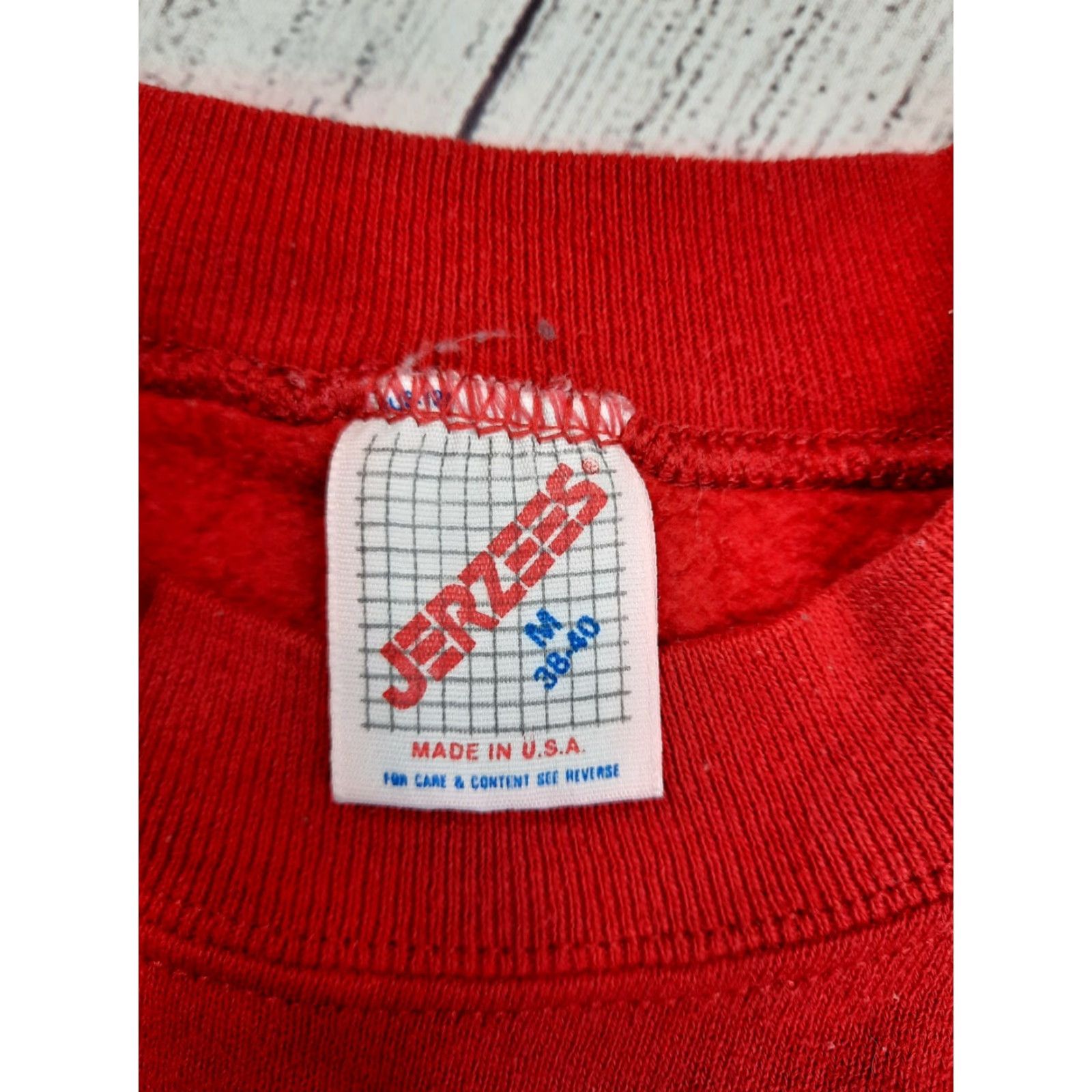 Jerzees VINTAGE Jerzees Raglan Sweatshirt M Red Winter Ugly Christmas USA 50/50 Mens Size XXS / US 00 / IT 34 - 2 Thumbnail