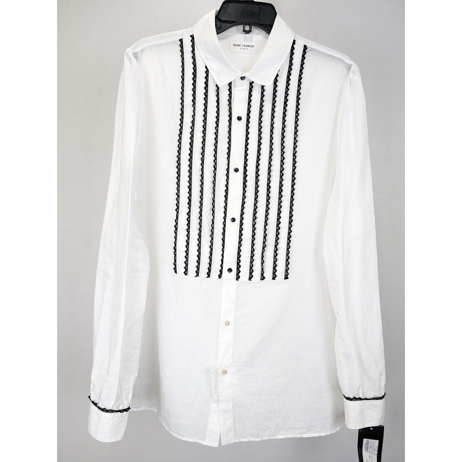 Saint Laurent Paris o1rshd1 Button Shirt in White Size US M / EU 48-50 / 2 - 2 Thumbnail