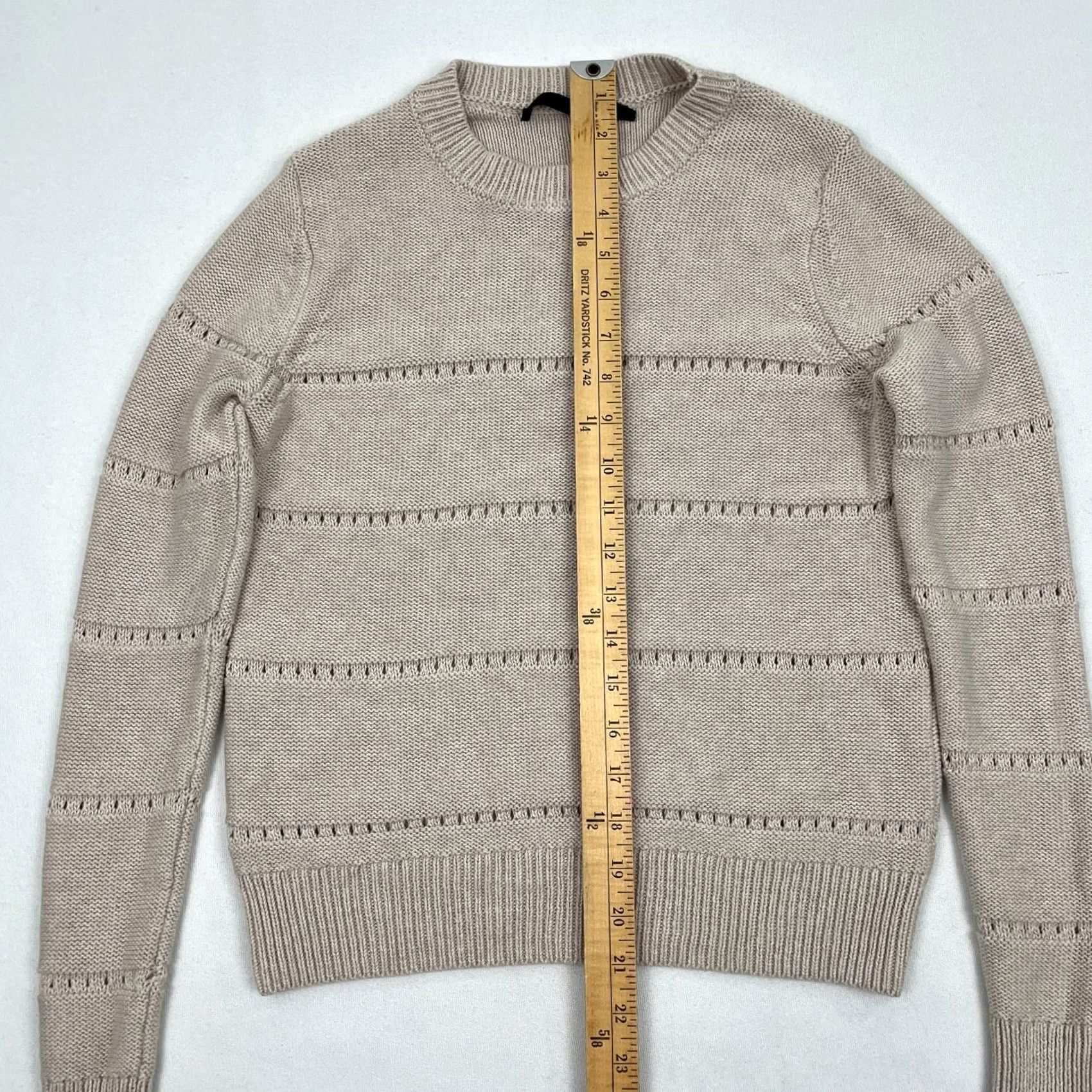 Vintage Jenni Kayne Sweater Womens XS Cropped Brown Ribbed Knit Crew Pullover Casual Shirt/Top Size XS / US 0-2 / IT 36-38 - 3 Thumbnail