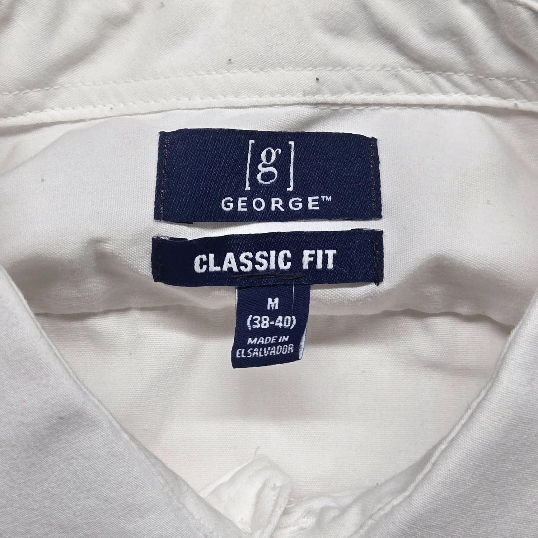 George VINTAGE George Classic Fit Dress Shirt Long Sleeve Adult Men's M Cotton Blend White Button Up Size 40R - 3 Thumbnail