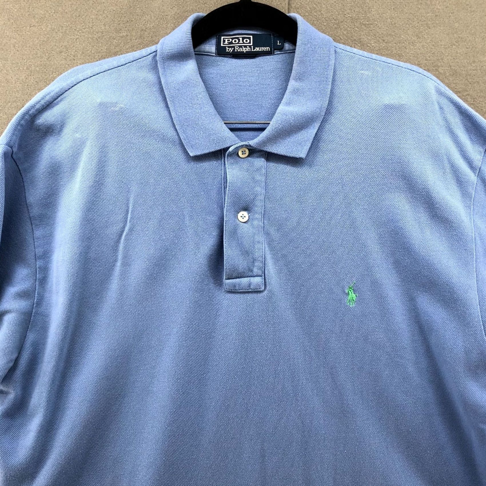 Polo Ralph Lauren VTG Polo Ralph Lauren Polo Shirt Mens L Light Blue Short Sleeve Pony Logo Cotton Polo Size US L / EU 52-54 / 3 - 4 Thumbnail