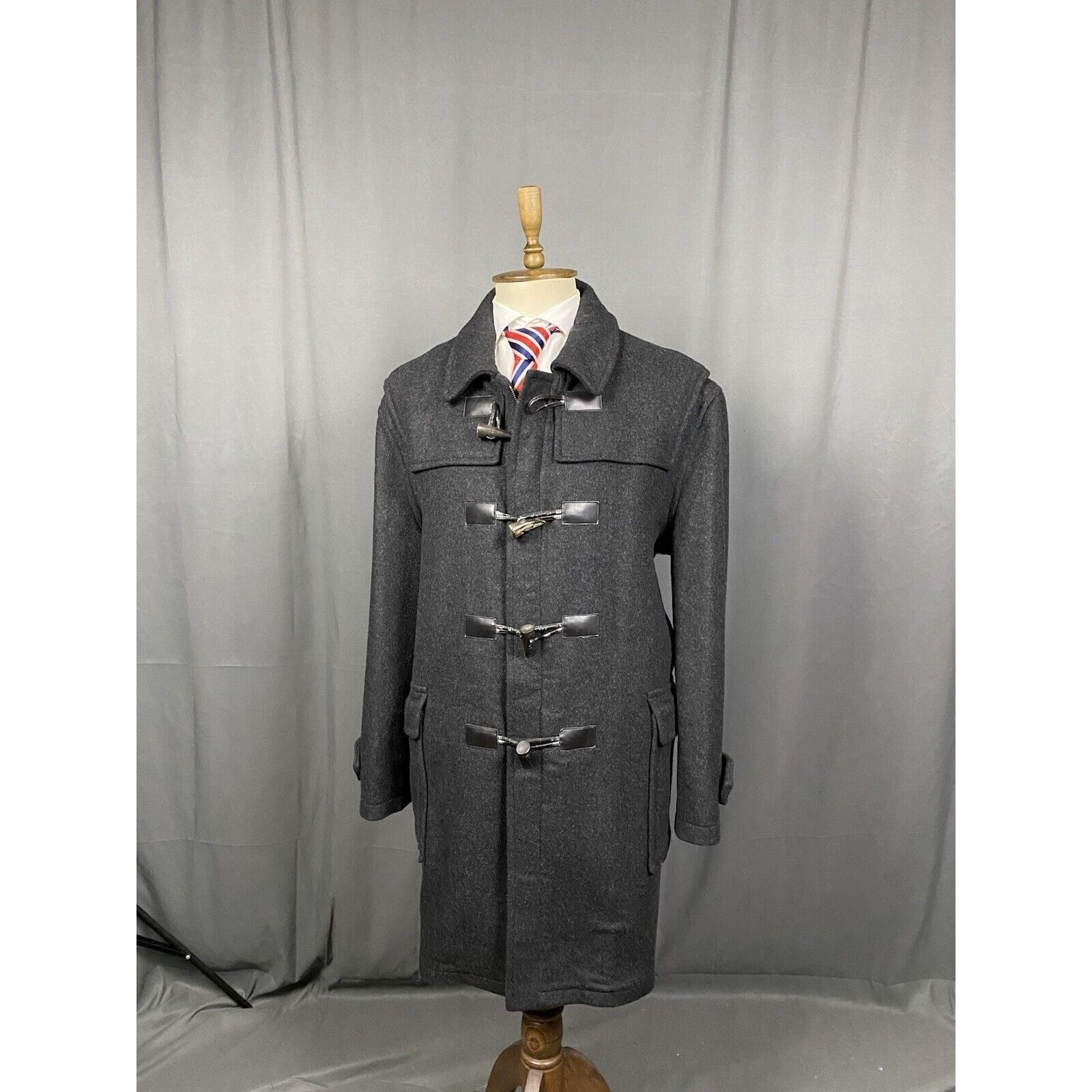 Barbour Barbour Men's Gray Wool Duffle Long Coat Size 48/56 Size US XL / EU 56 / 4 - 3 Thumbnail