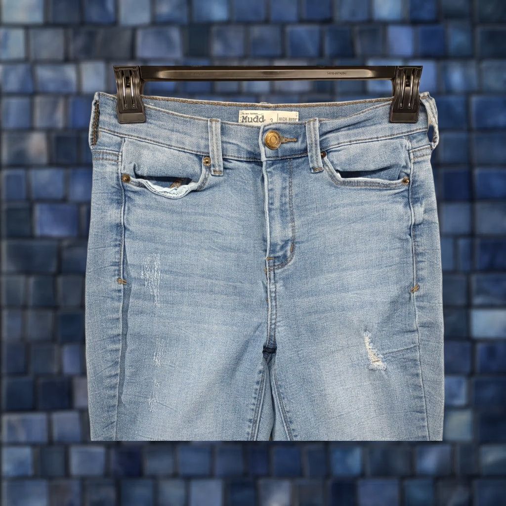 Vintage Mudd Women's Distressed High Rise Ankle Jeggings FLX Stretch Jeans SZ 3 Skinny Stretch Blue Denim 5-Pocket Womens Jegging Jeans Size 26" / US 2 / IT 38 - 1 Thumbnail