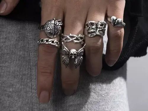 Jewelry Brain Theme Set Ring -6 pieces/ Lot Size ONE SIZE - 2 Thumbnail