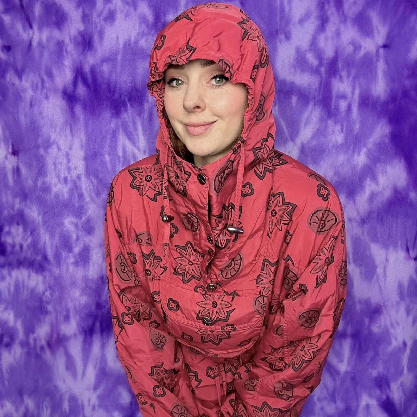 L.L. Bean ❤️ L.L.Bean Vtg 80s 90s Red and black floral anorak Size L / US 10 / IT 46 - 6 Thumbnail