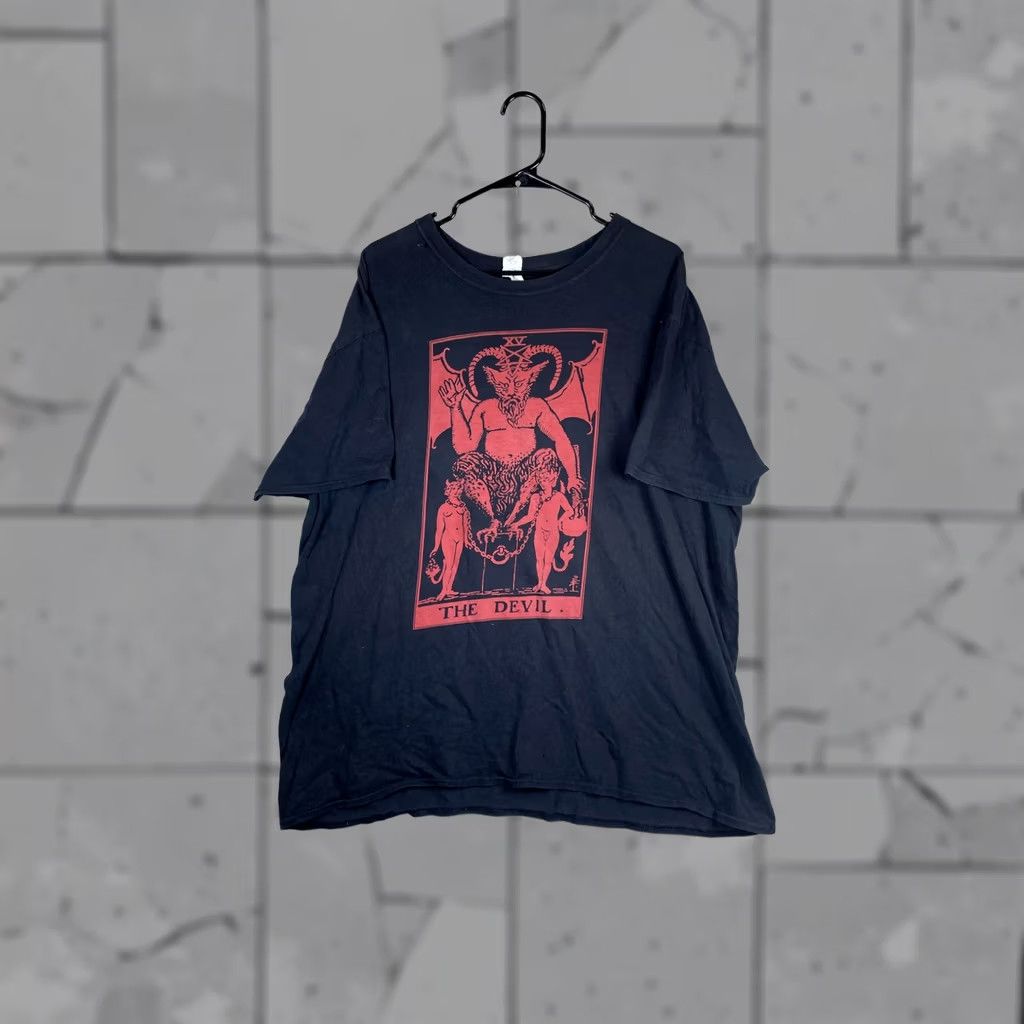 Gildan Gildan Mens 2XL Black The Devil Tarot Graphic Tee T-Shirt Occult Gothic Shirt Short Sleeve Crew Neck Size US XXL / EU 58 / 5 - 1 Thumbnail