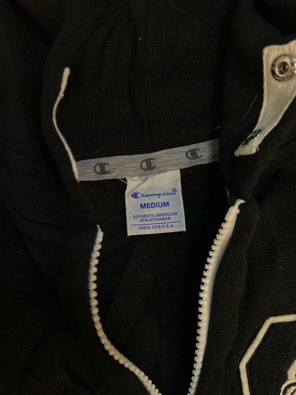 Champion Champion Full Zip Knit Hoodie Black with Embroidered Bulldog Size US M / EU 48-50 / 2 - 3 Thumbnail