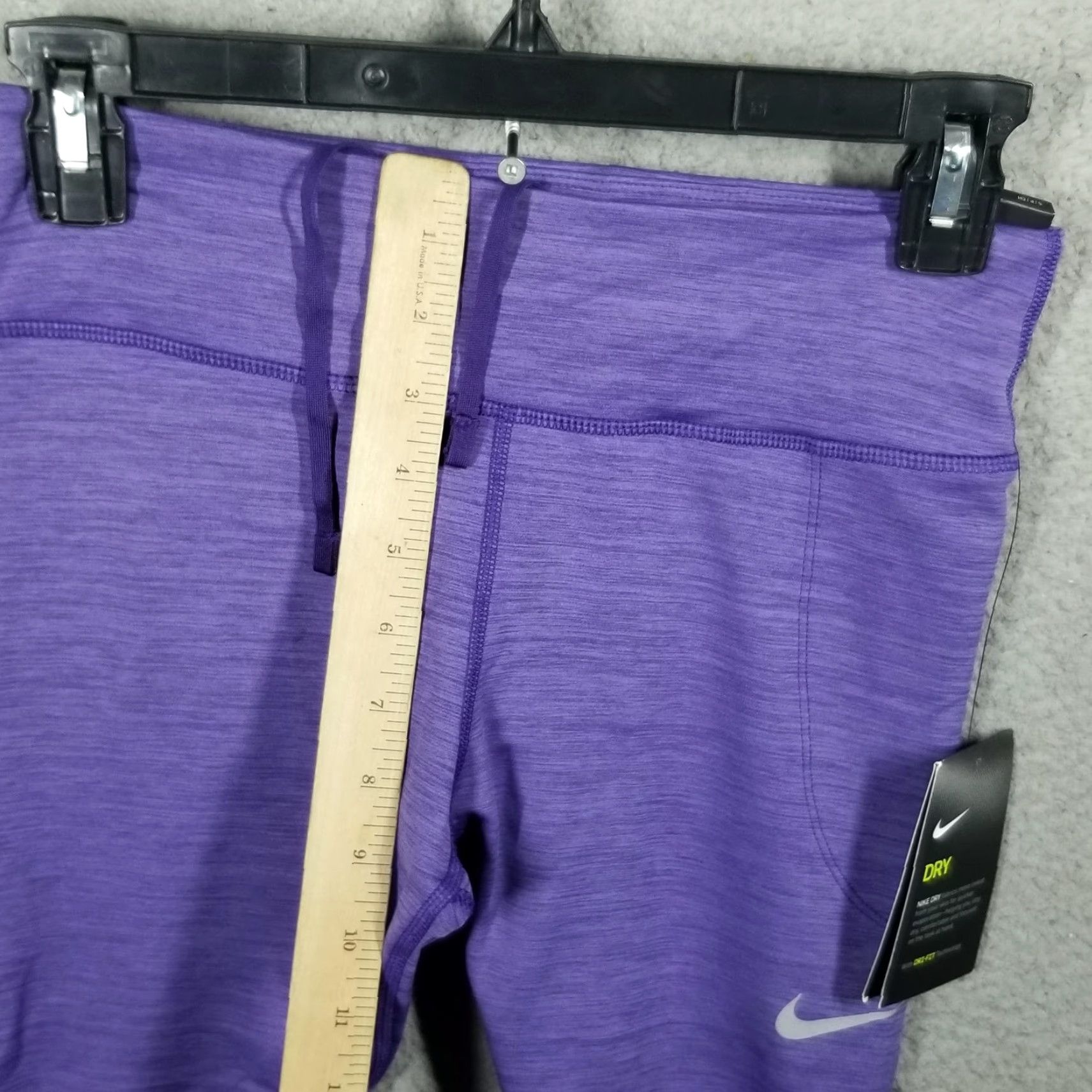 Nike NIke Women's Running Crop Leggings 7/8 Purple BV0038-547 Leggings S Pockets Zip Pocket Dri-FIT Activewear Womens Size 28" / US 6 / IT 42 - 4 Thumbnail