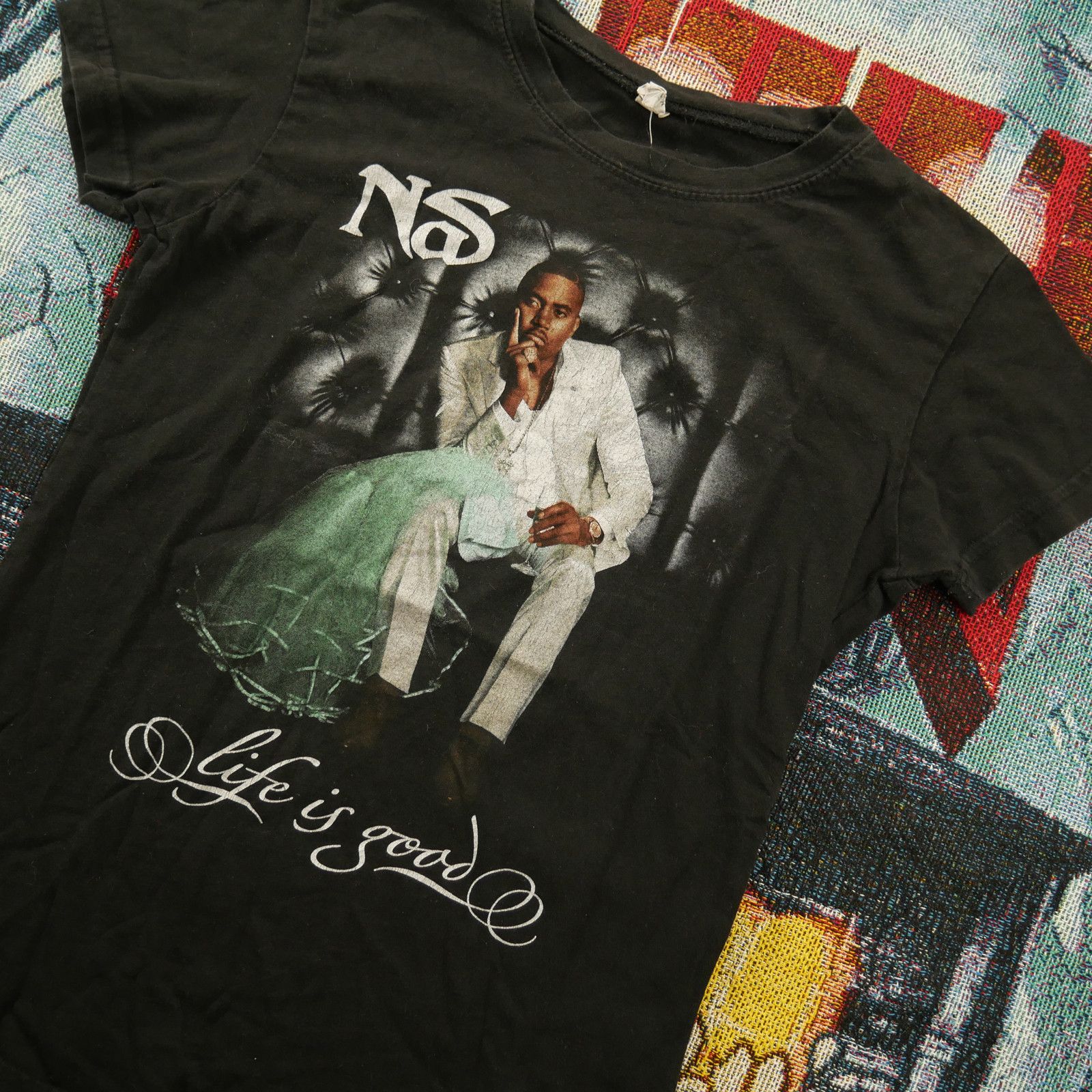 Rap Tees × Vintage Vintage 2012 Tultex NAS 'Life is Good' Women's Rap Tee Size M / US 6-8 / IT 42-44 - 2 Thumbnail