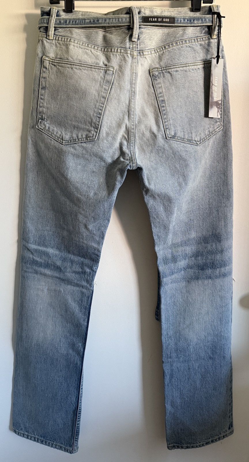 Designer × Fear of God NEW FOG 6th collection blue ripped distressed STRAIGHT JEANS Size US 32 / EU 48 - 3 Thumbnail