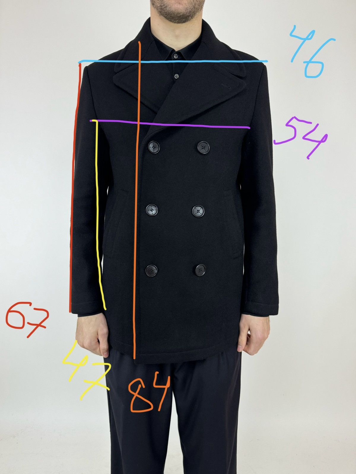 Viktor & Rolf Victor&Rolf x H&M Wool Coat Double-Breasted Black Mens 54 Size US L / EU 52-54 / 3 - 14 Thumbnail