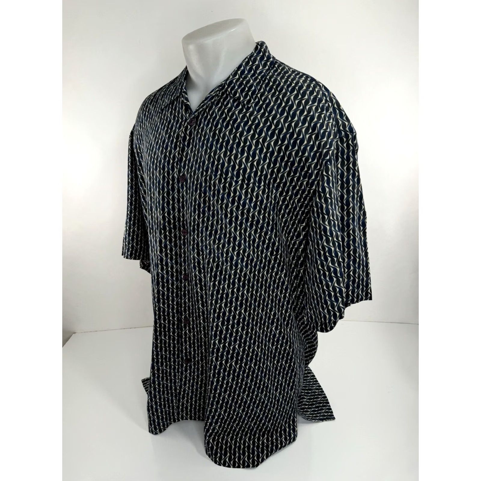 Vintage JHANE BARNES - 100% SILK Geometric Mens XL Shirt Size US XL / EU 56 / 4 - 3 Thumbnail