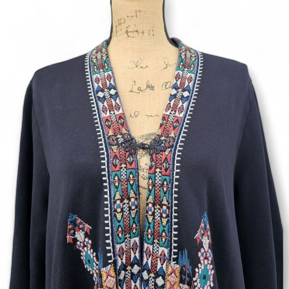 Johnny Was Johnny Was Black Aztec Indie Delphine Embroidered Kimono Ca Size L / US 10 / IT 46 - 5 Thumbnail