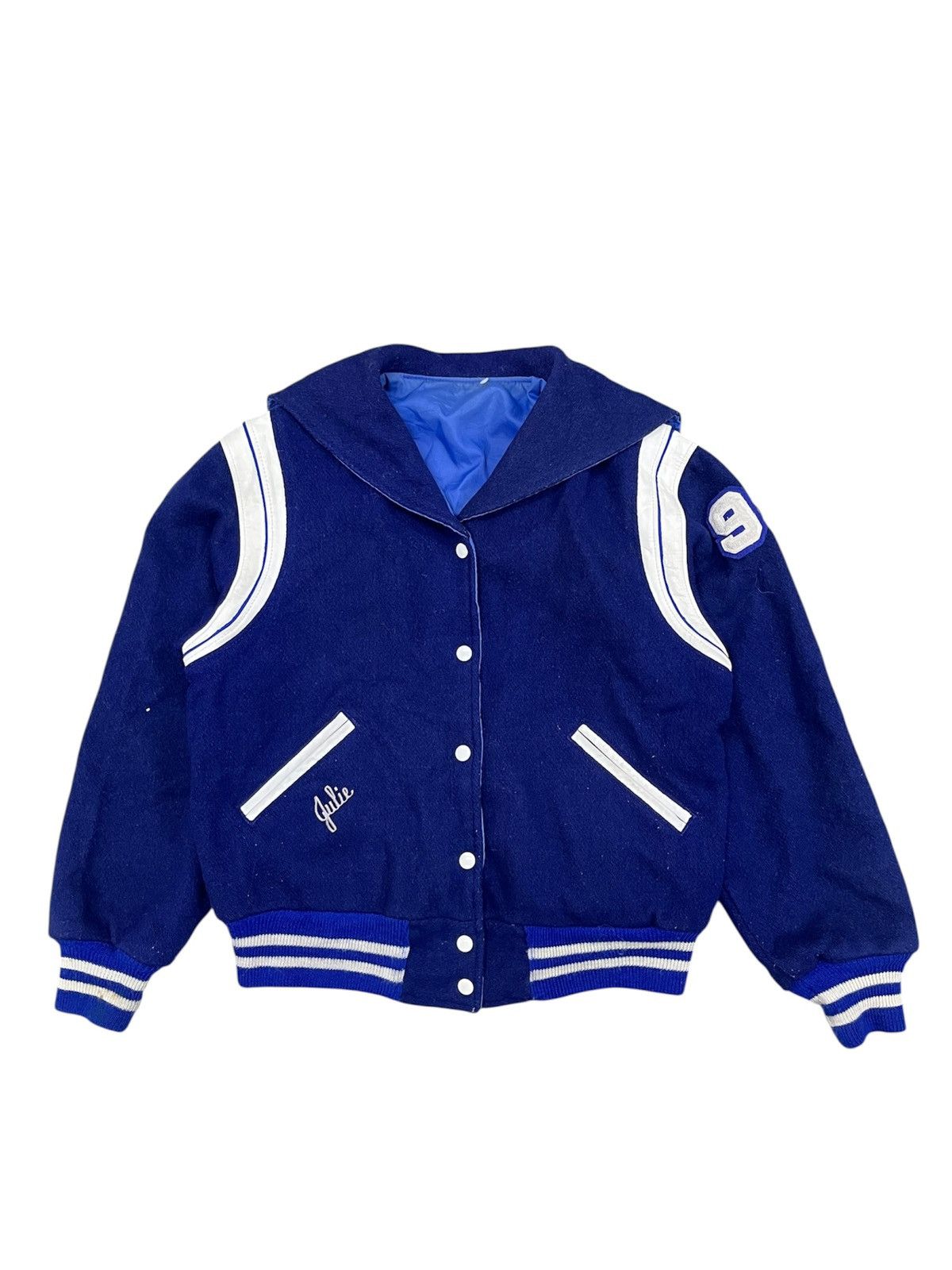 VINTAGE 80's TROPHY WOOL LEATHER VARSITY BOMBER JACKET