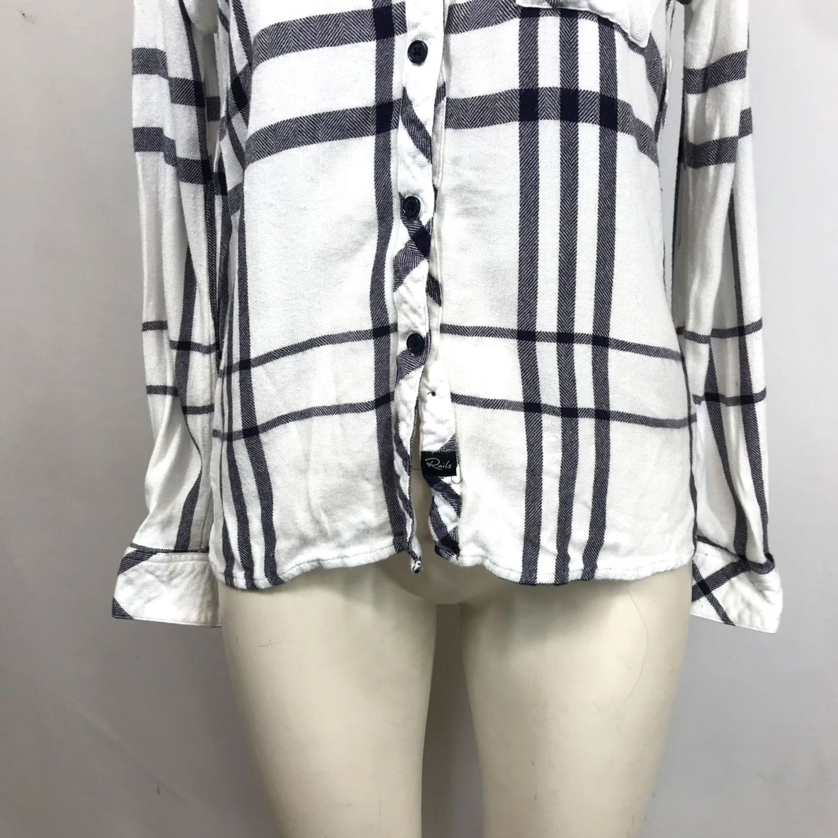 Rails RAILS WOMEN'S S S LONG SLEEVE BUTTON UP SHIRT WHITE & BLUE Size S / US 4 / IT 40 - 3 Thumbnail