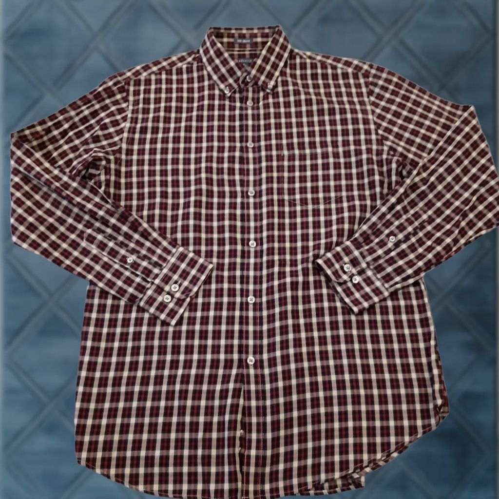 Van Heusen Van Heusen Shirt Mens Medium Red Plaid Long Sleeve Button Down Cotton Blend - Vintage Size US M / EU 48-50 / 2 - 1 Thumbnail