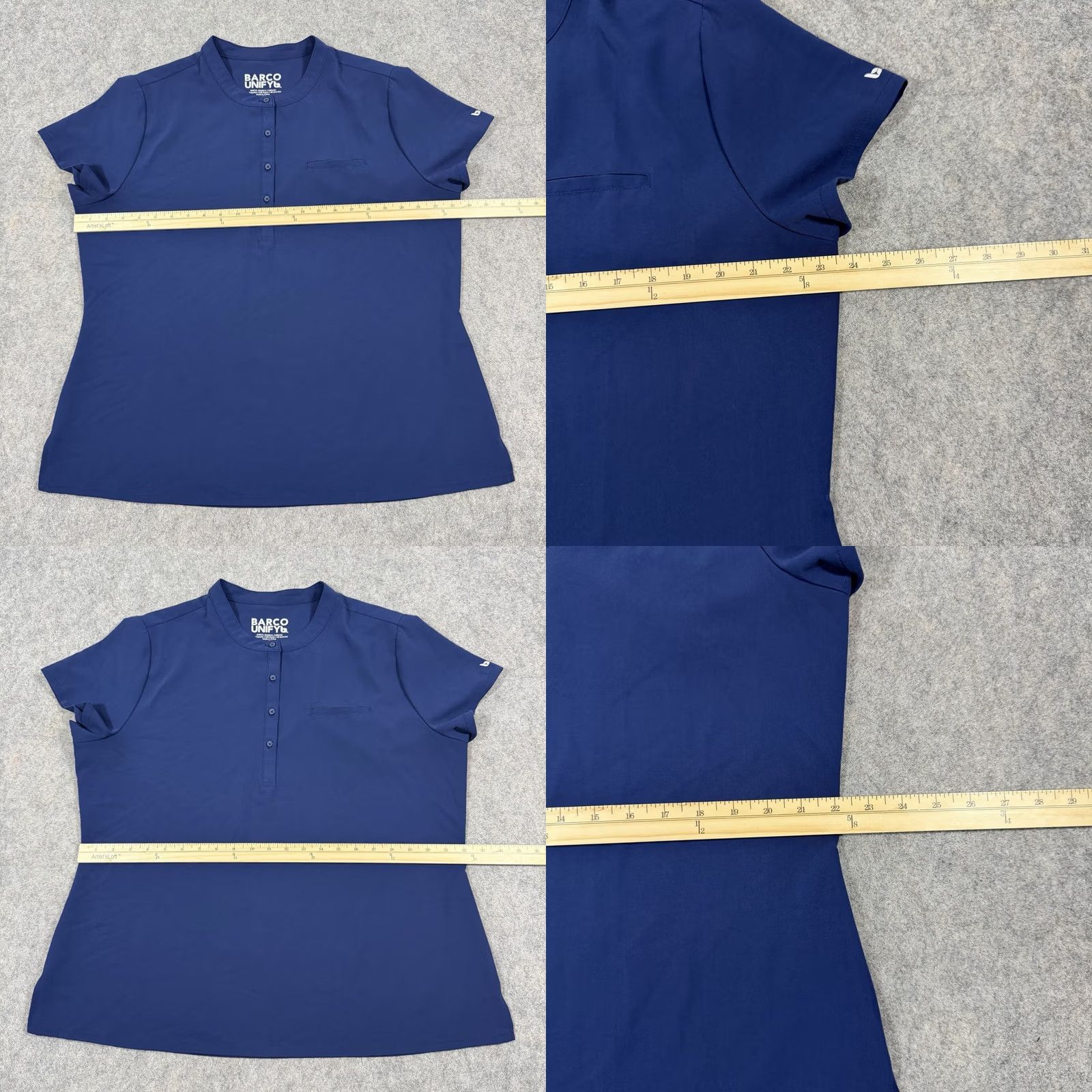 Vintage Barco Unify Scrub Top Women's XL Navy Blue Button-Front Collar Tuck-In Size XL / US 12-14 / IT 48-50 - 8 Thumbnail