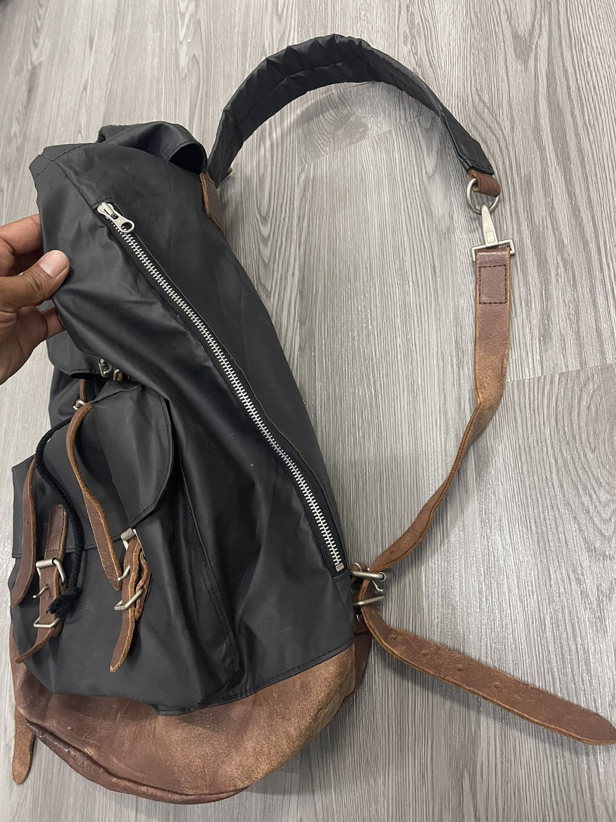 Union made ciaopanic Leather and tech nylon rucksack pack