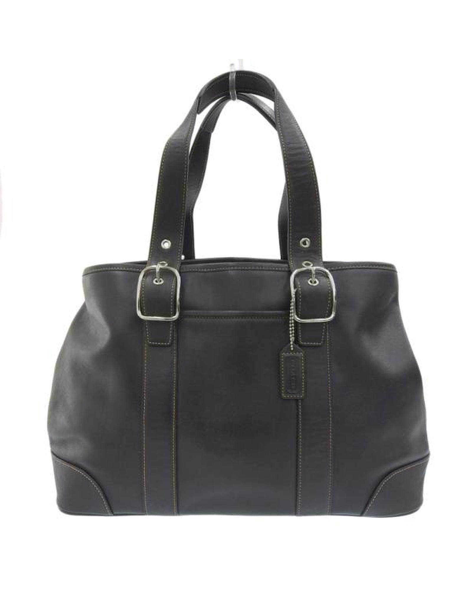 image of Coach Leather Bucket Handbag With Creed Patch in Black, Women's