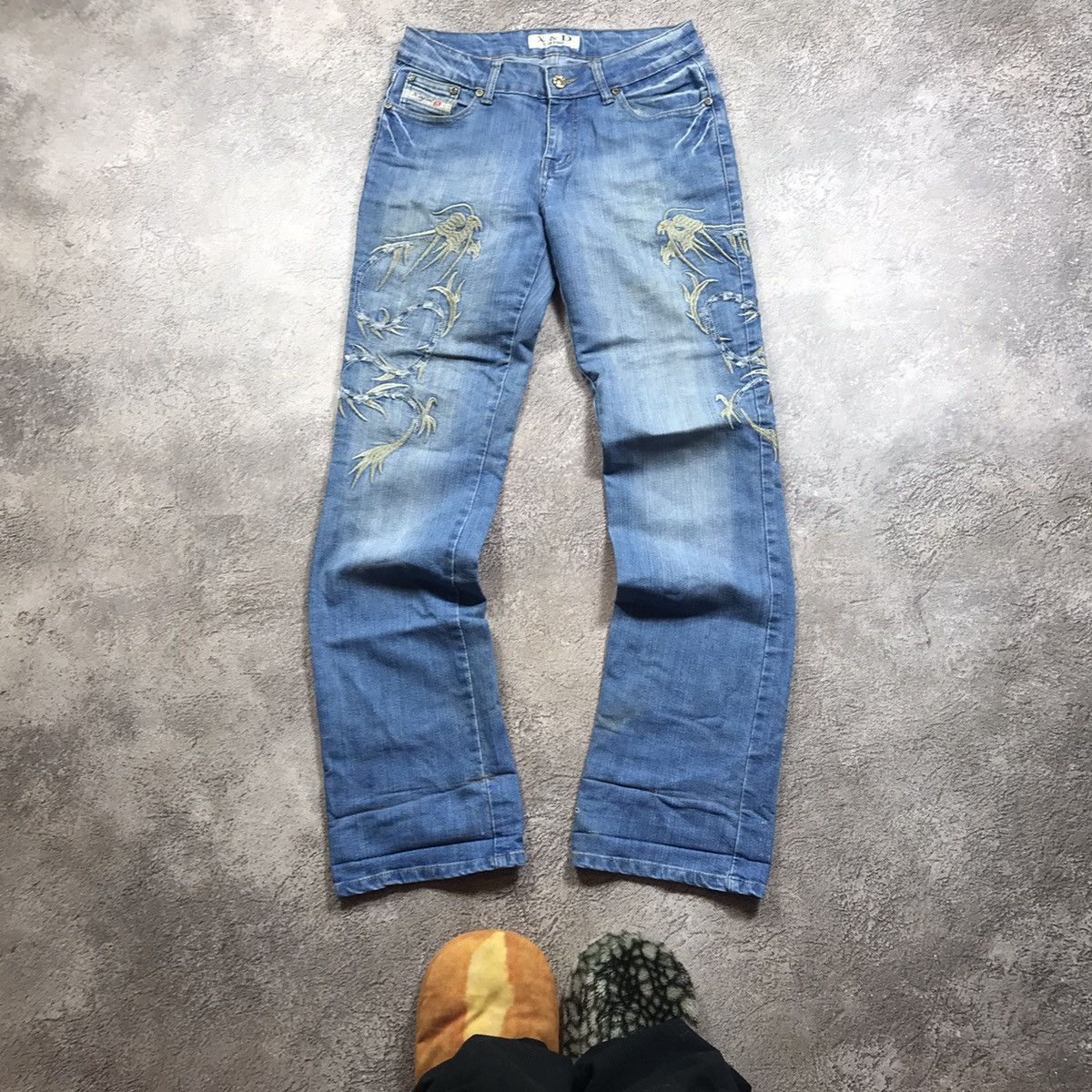 Vintage Vintage Y2K Distressed Flared Jeans Grunge Baggy Thrashed 29 Size 29" - 2 Thumbnail