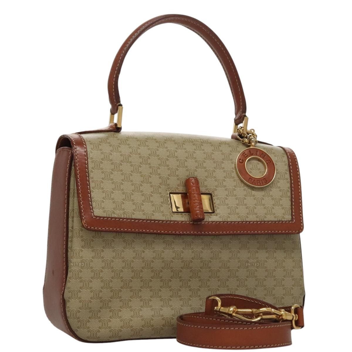 Celine CELINE Macadam Canvas Hand Bag Beige Gold Size ONE SIZE - 1 Thumbnail