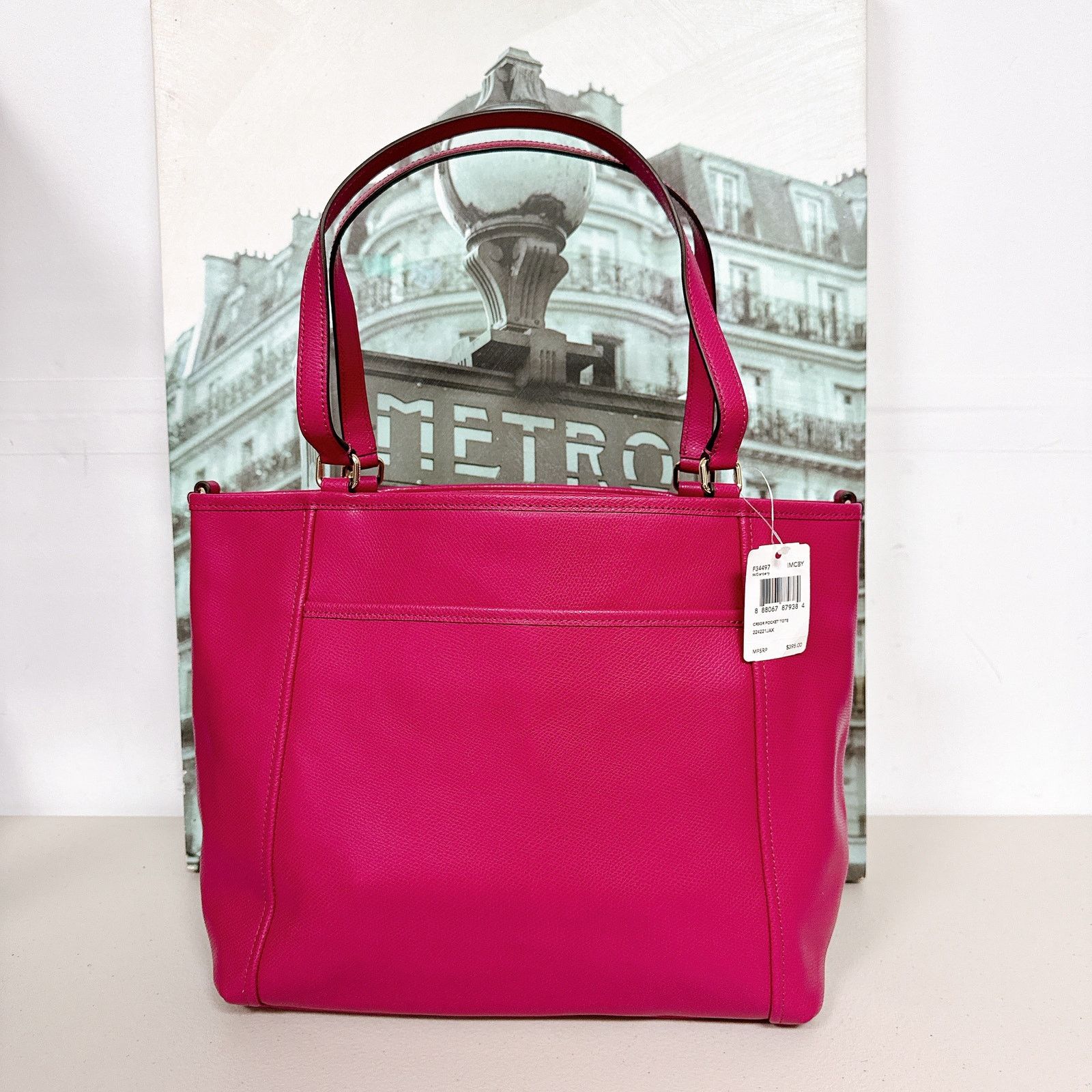 Coach Coach F34497 Crossgrain Leather Pocket Tote Cranberry Size ONE SIZE - 2 Thumbnail