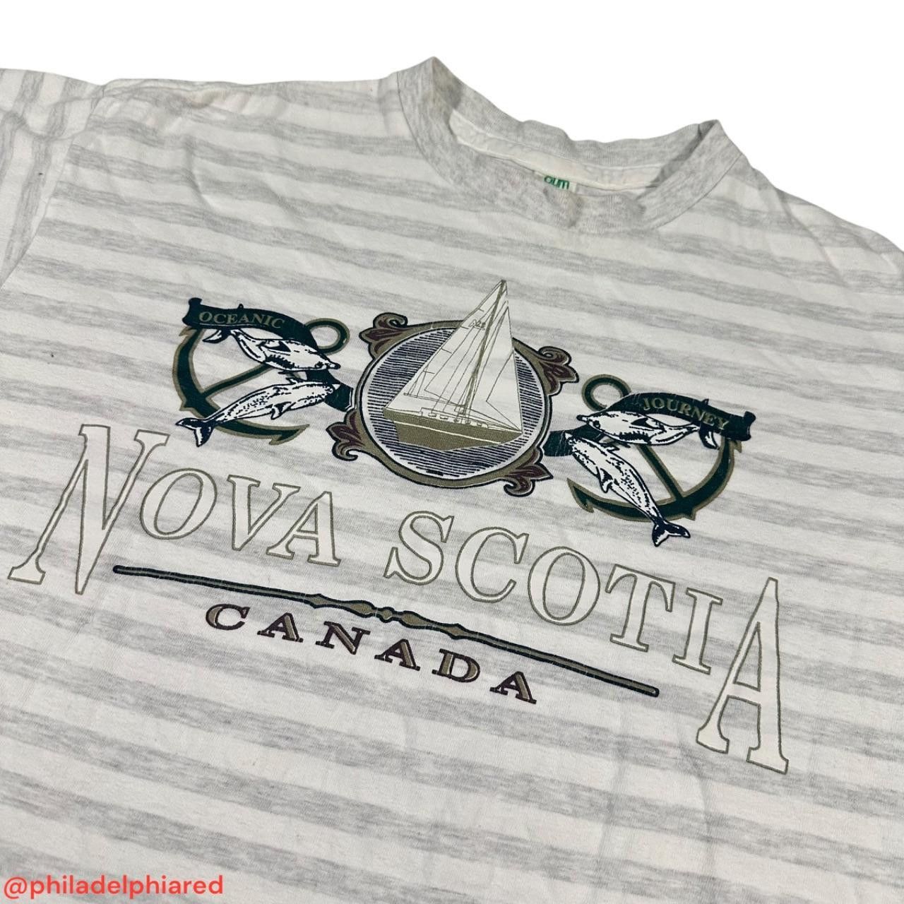 Designer Vintage 1990s Nova Scotia Canada striped t-shirt XL Size US XL / EU 56 / 4 - 2 Thumbnail