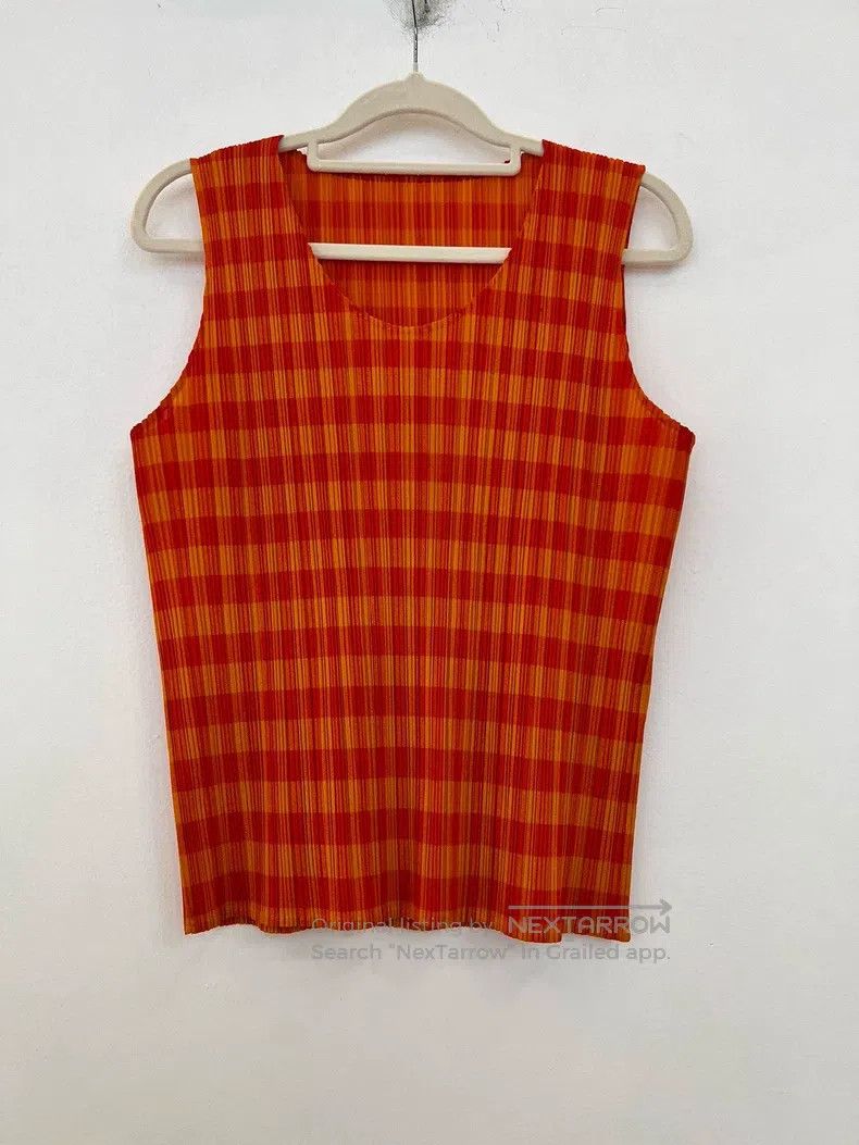 Issey Miyake Issey Miyake Orange Plaid Camisole Size L / US 10 / IT 46 - 3 Thumbnail