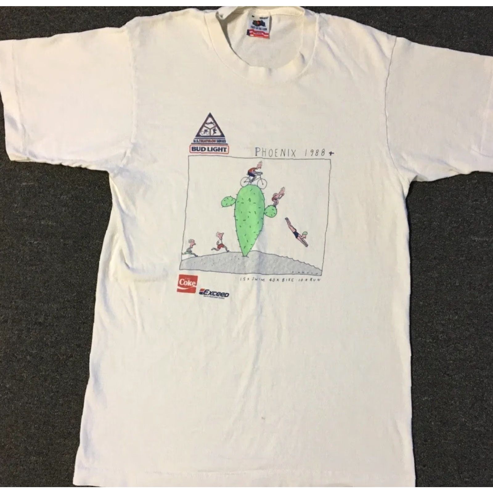 Vintage VINTAGE Bud Light Coca Cola Faded Triathlon Shirt M White 80s 90s Grunge Beer Sports USA Mens Size US M / EU 48-50 / 2 - 2 Thumbnail