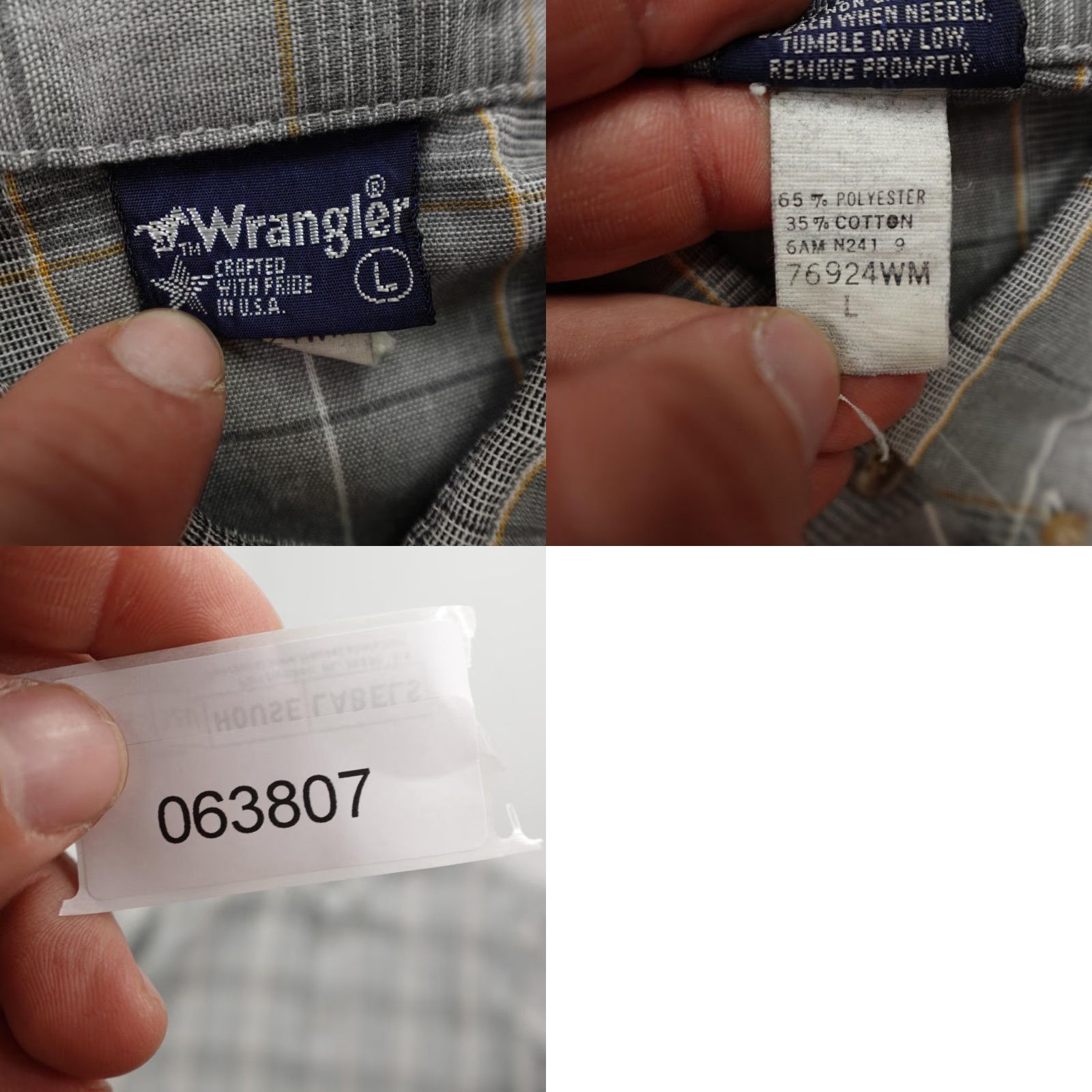 Wrangler Vintage Wrangler Shirt Mens Large Gray Plaid Button Up Western Cowboy Rodeo 80s Size US L / EU 52-54 / 3 - 8 Thumbnail