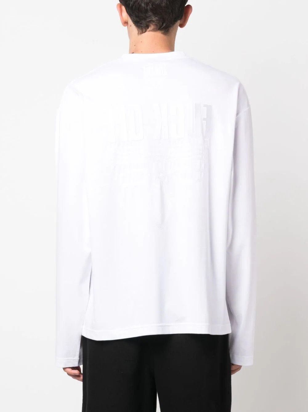 Vetements VTMNTS White Fuck Off Embroidered Long Sleeve T-Shirt Size M / US 6-8 / IT 42-44 - 6 Thumbnail
