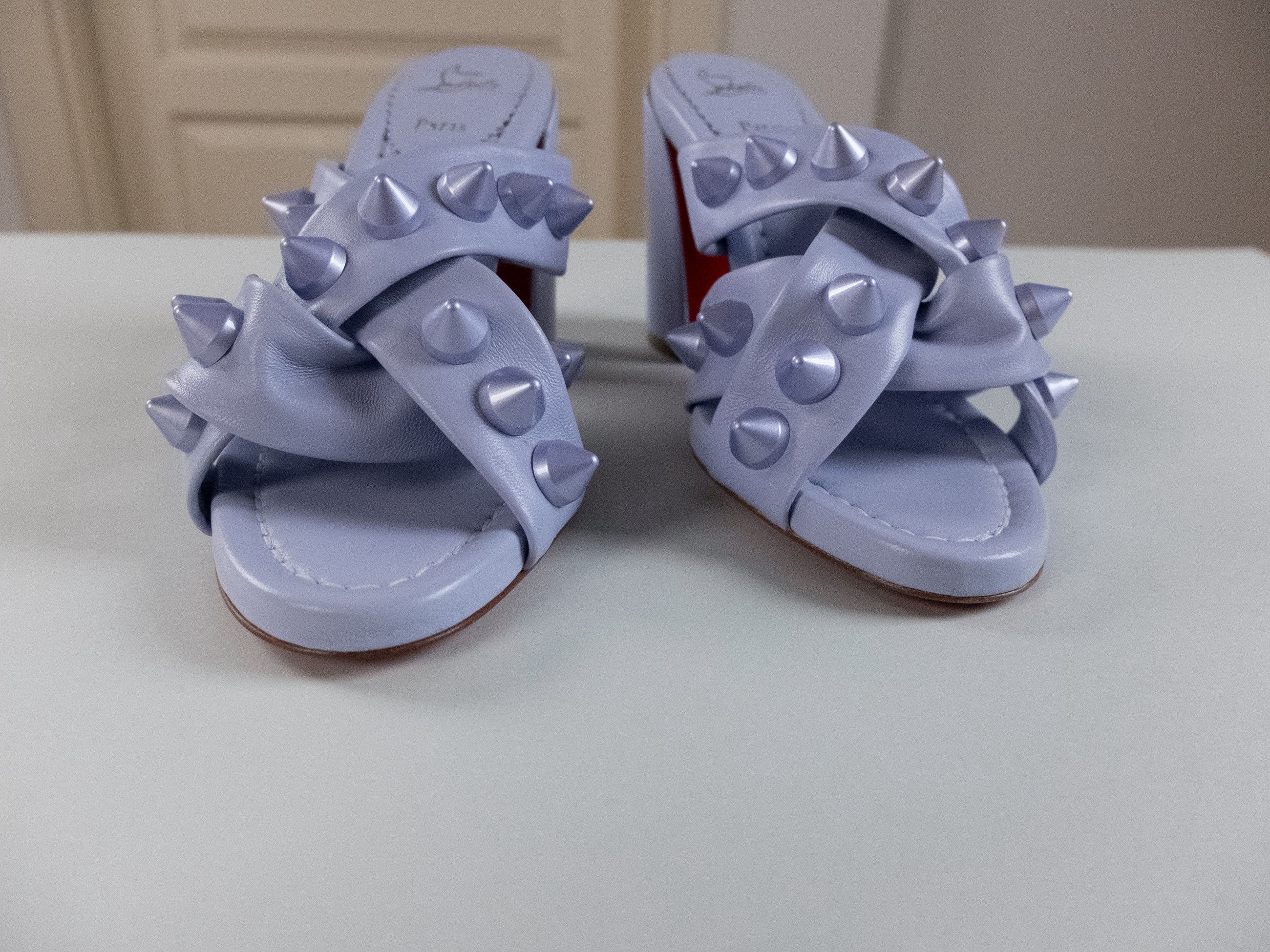 Christian Louboutin CHRISTIAN LOUBOUTIN Spika Club lilac leather mules sandals Size US 7 / IT 37 - 7 Thumbnail
