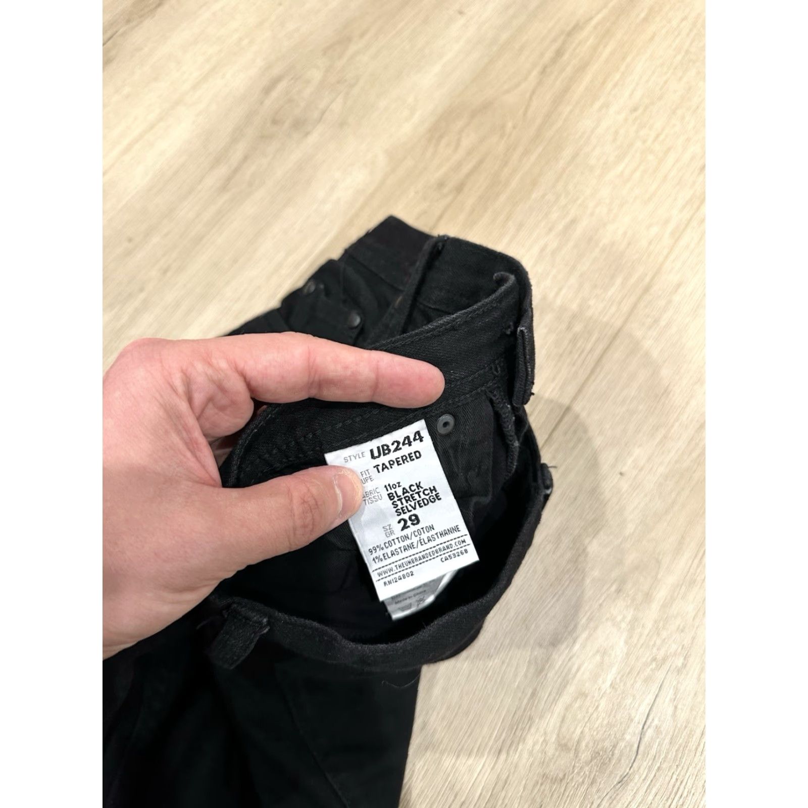 The Unbranded Brand Unbranded Ub244 Tapered Selvedge Denim Black Button Fly Jeans 29 Regular Men 29x31 Medium Rise Stretch 5-Pocket Denim Jeans Size US 29 - 7 Thumbnail
