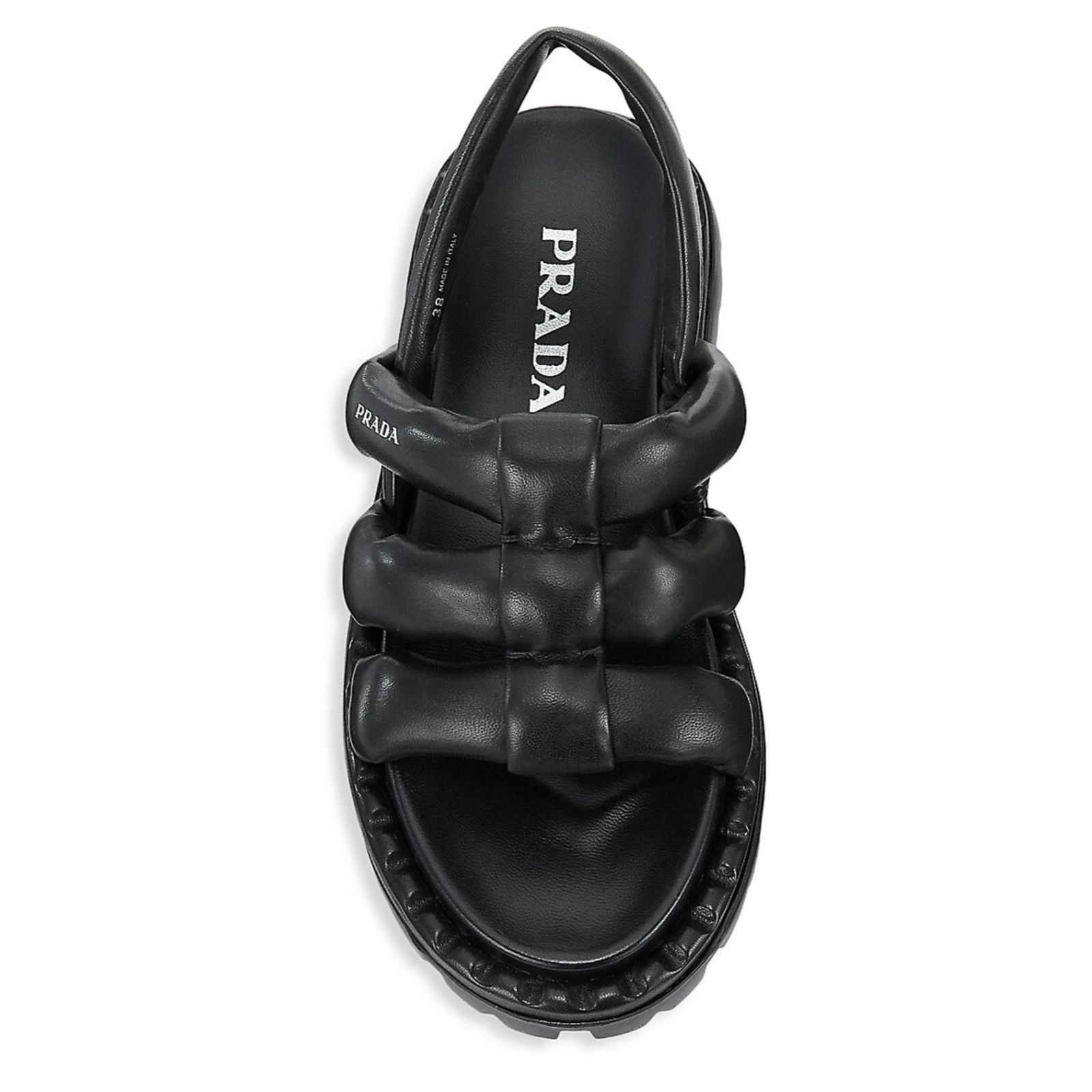 Prada Prada Blow Black Padded Leather Logo Strappy Slingback Size US 9.5 / IT 39.5 - 7 Thumbnail