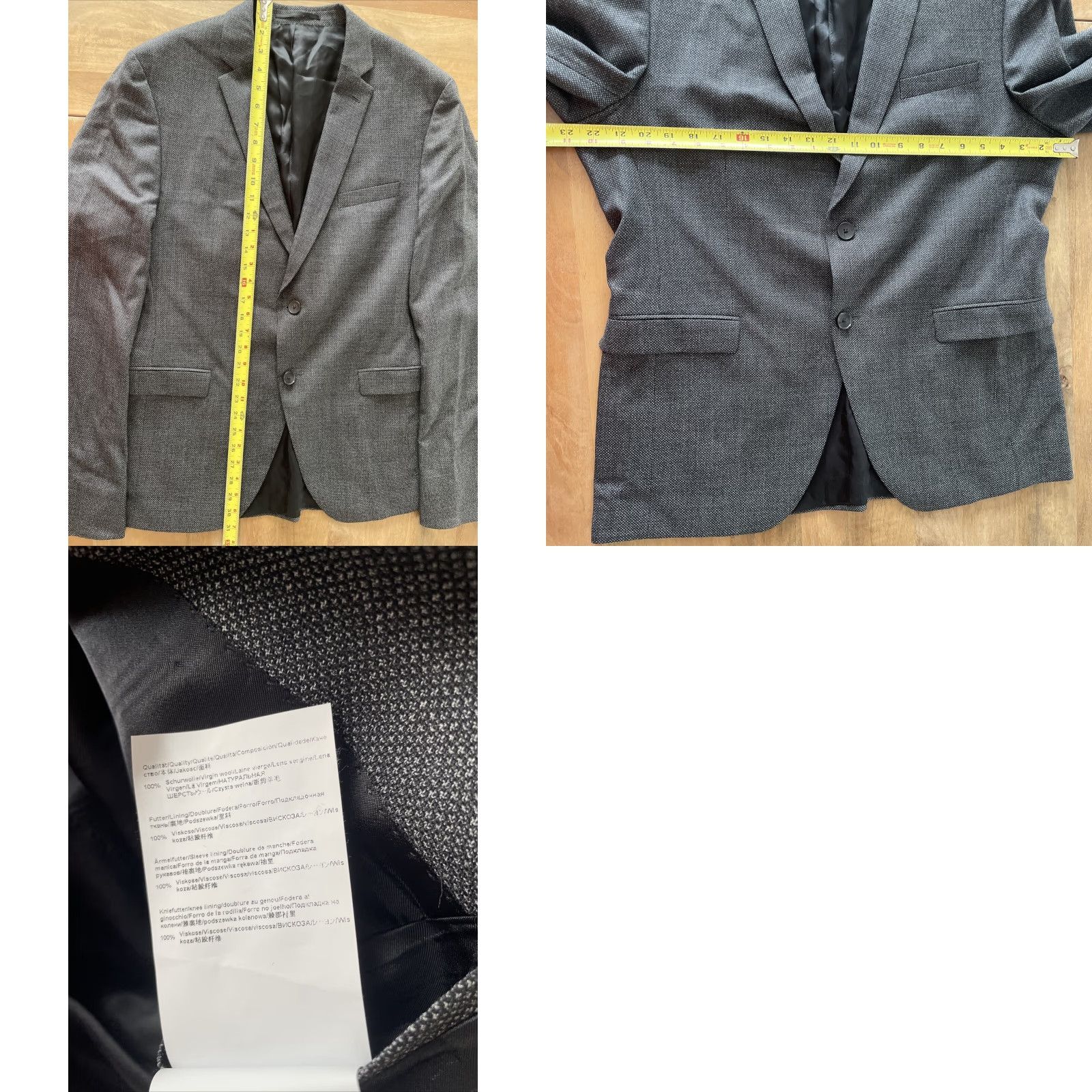 Hugo Boss HUGO BOSS Black Birdseye Tweed Sport Coat 100% Wool Jacket Blazer 44R Mens MINT Size 44R - 8 Thumbnail