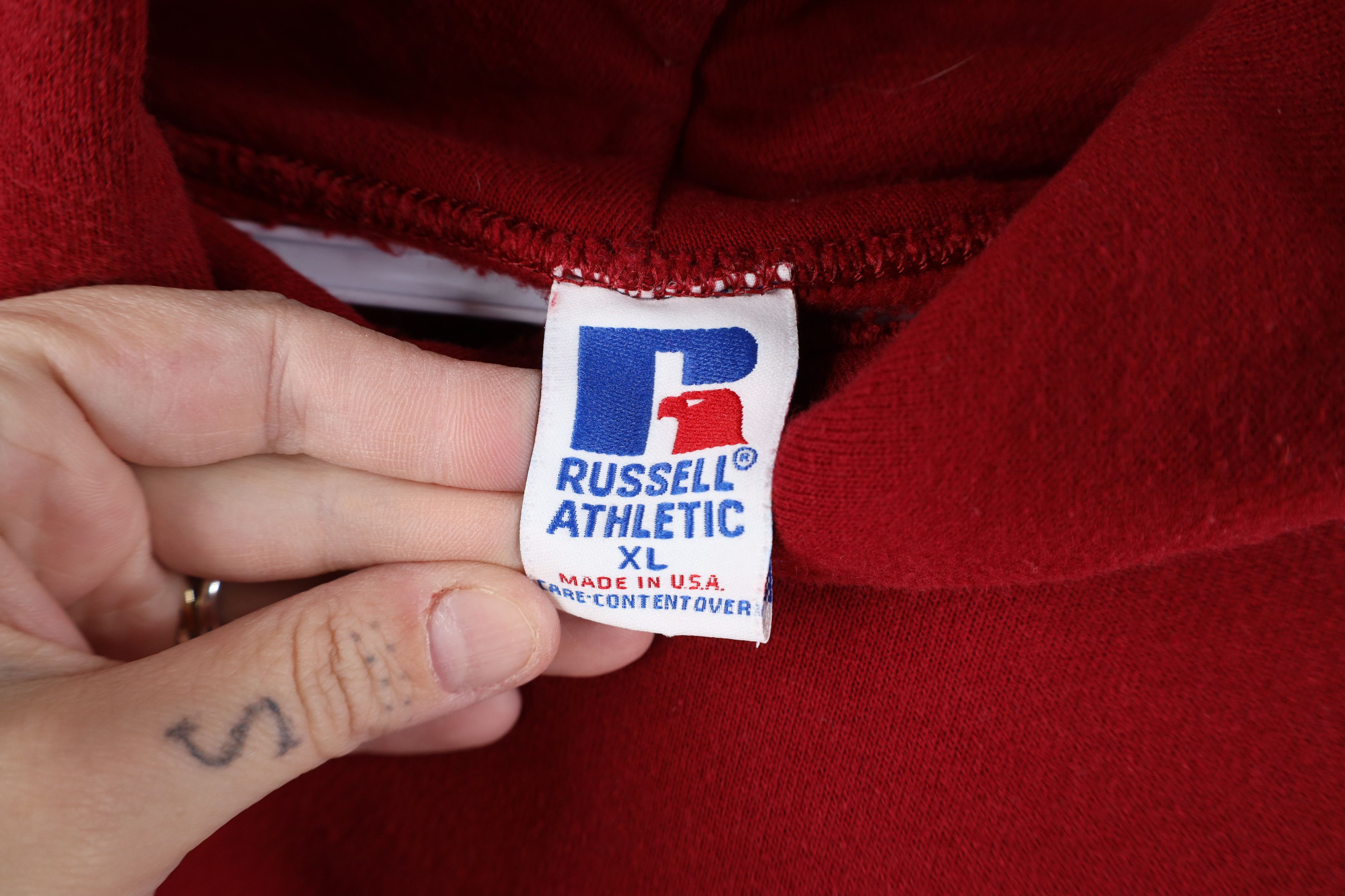 Russell Athletic Vintage 90s Russell Athletic Marching Band Hoodie Red USA Size US XL / EU 56 / 4 - 10 Thumbnail